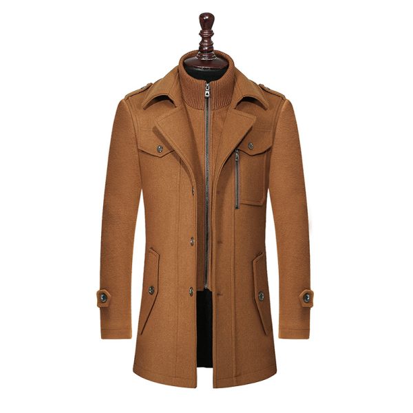 Cross-border hot-selling autumn/winter men's business wool coat, fashionable double-collar standard wool coat for men 01