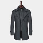 Cross-border hot-selling autumn/winter men's business wool coat, fashionable double-collar standard wool coat for men 01 - Image 2