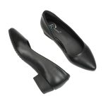 Work shoes for women, autumn and winter singles, soft leather and soft soles, flat black small leather shoes, professional chunky heels, mid-heel women's shoes - Image 5