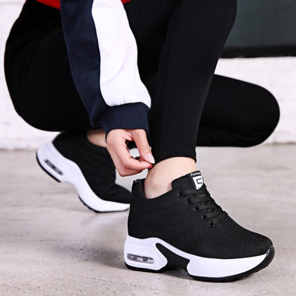 Shoe factory wholesale spring soft bottom mesh breathable inner height increase women's shoes sports running shoes platform shoes summer casual shoes