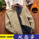Cross-border jacket men's spring and autumn new men's reversible stand-up collar casual jacket youth trend men's jacket TK model - Image 4