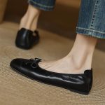 X In Stock Sheepskin Edition ~ 2025 Spring New French Bow Gentle Style Ballet One-Foot Women's Singles Shoes - Image 4