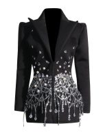 European and American celebrity suit dress 2026 summer new socialite heavy industry rhinestone embellished design dress - Image 5