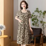 Middle-aged and elderly moms' cotton silk dresses, summer thin plus-size nightdresses, rayon loose mid-length pajamas - Image 2