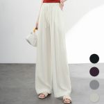 0347 Bamboo fiber fabric, elastic waistband, spring/summer wide-leg pants, long pants are loose