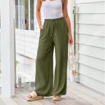LILLUSORY Women's Linen Summer Palazzo Pants Flowy Wide - Image 4