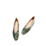Chunky heels, Chinese national style square-toe flat-top shoes, shallow shoes, vintage embroidered qipao Hanfu shoes, shallow low-heel shoes for women - Image 5