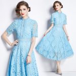 6947 ladies lace dress women's summer crochet embroidery design sense of daughter temperament skirt - Image 4