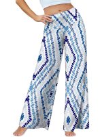 2026 Cross-border European and American Amazon women's stretch wide-leg casual pants, comfortable high-waist Palazzo women's pants - Image 2