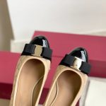 Feijia same low-heeled bow Mary Jane shoes 2025 spring and autumn shallow round toe grid color-blocking single shoes women's thick heels - Image 4