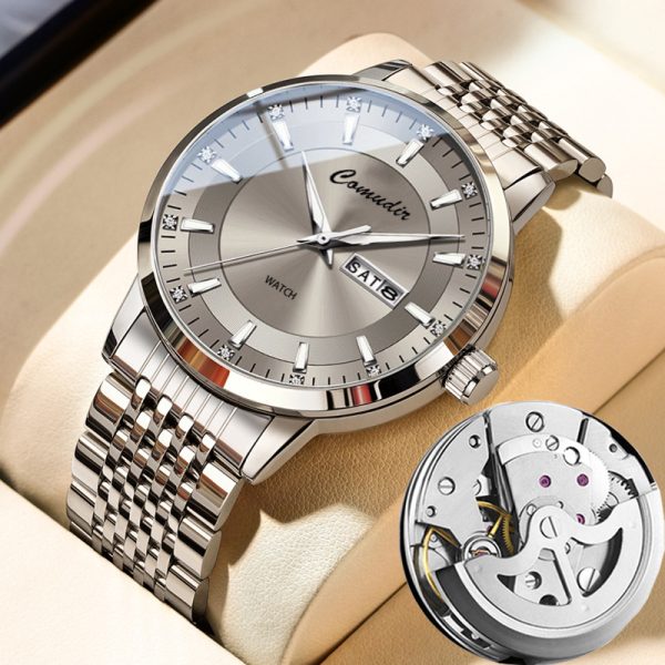Fully automatic imitation mechanical watch, men's watch, men's hollow, waterproof tide, luminous double calendar, Douyin, cross-border one piece dropshipping