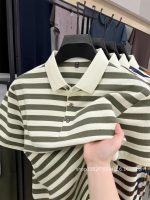 Cross-border e-commerce new striped T-shirt, trendy short-sleeve collared polo shirt, men's short-sleeve top - Image 3