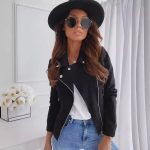European and American cross-border foreign trade autumn and winter hot women's velvet zipper button decoration slim casual jacket in stock - Image 3