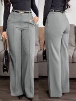 European and American cross-border new women's wholesale solid color pocket zipper suit pants, slimming professional commuter straight-leg pants - Image 5