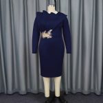Cross-border personalized embroidery long sleeve evening dresses European and American style ruffled party midi skirt evening dresses - Image 3
