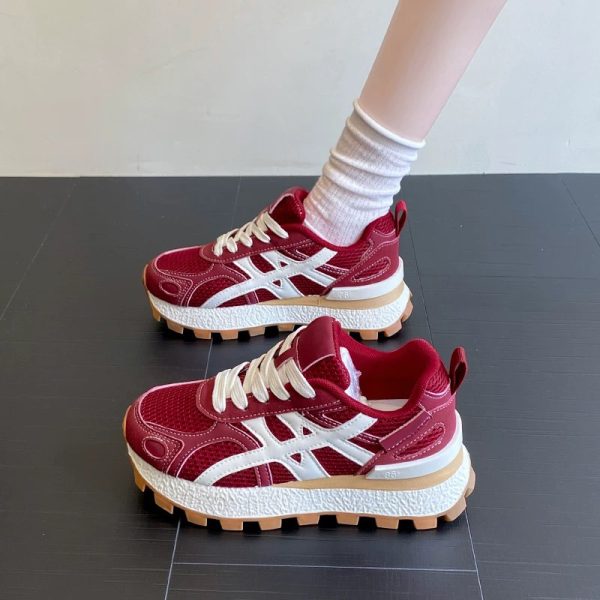 Spring women's shoes, new breathable mesh shoes, women's Korean version, versatile platform heightening sneakers, casual daddy trendy shoes