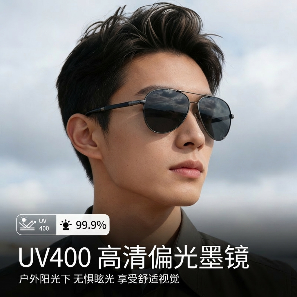 O1CN0156wAhg1QvSJHiTB6R_2207280632038-0-cib.jpg PB8015Q Pilot Style Dual-Beam Men's Polarized Sunglasses, Outdoor Sun Protection Driving UV Protection Sunglasses Wholesale - Image 1