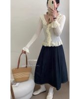 Recommended! Ruffled V-neck wool knit base shirt for women, new autumn/winter slimming ruffle edge top - Image 2