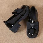 Soft leather single shoes women's platform loafers 2023 new summer mid-heel women's shoes bow shiny leather shoes women's small man - Image 4