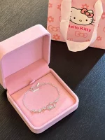 Birthday gift Kitty cat bracelet women's young niche light luxury Japanese and Korean student silver bracelet for girlfriend - Image 2