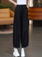 Summer thin fungus lace pants, high-waisted, loose, slimming, bloomers, casual, breathable, and versatile cropped flower bud pants - Image 2