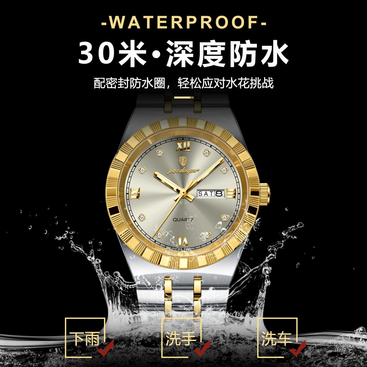 Swiss brand new men's watch double date ultra-thin quartz watch live foreign trade explosive one piece dropship - Image 3