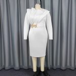 Cross-border personalized embroidery long sleeve evening dresses European and American style ruffled party midi skirt evening dresses - Image 4