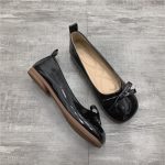 French bow with skirt, solid color outerwear loafers, 2025 summer new vintage shallow flat flats for women - Image 3