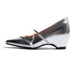 Petite 9CM Inner Height Increase French Pointed Toe Nude Gentle Flats Women's Cross Belt Commuter Professional Fashion Shoes - Image 5