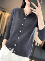 100% pure wool wheat ear cardigan for women, new autumn/winter loose outerwear knit top, lazy top - Image 4