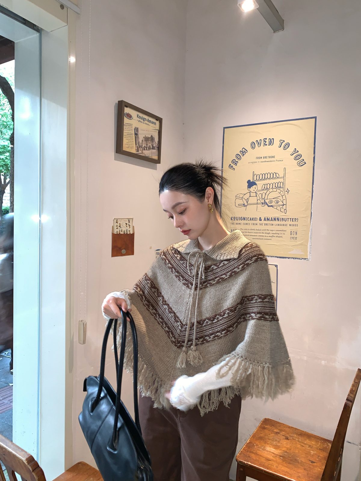 [Interpretation] NEWOPEN25 winter ethnic style retro fringed shawl sweater cropped coat women's C8201 - Image 5
