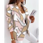 Autumn and Winter New Long Sleeve Double Breasted Fashion Casual Printed Small Suit Women's Slim Woolen Jacket