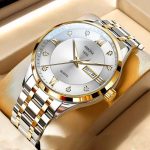 Classic Men's Watch Men's Business Quartz Men's Watch Large Dial Steel Strap Fully Automatic Non-Mechanical Watch Waterproof Gold Gold - Image 3