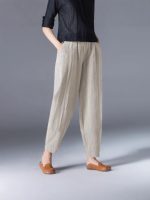 [55,000 Collections] Pure Cotton Wide-Leg Pants Women's Summer 2025 Loose Plus Size White Harem Pants Slim and Casual - Image 2