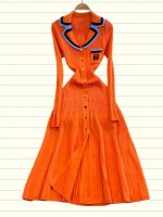 Cross-border European and American pure and sensual sexy knit dress, long-sleeve autumn/winter new slimming slit embroidered long dress - Image 5