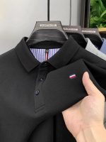 Cross-border exclusively for the 2026 summer embroidered men's T-shirt short-sleeved polo shirt high-end heavy top for young men and middle-aged people - Image 4