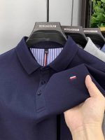 Cross-border exclusively for the 2026 summer embroidered men's T-shirt short-sleeved polo shirt high-end heavy top for young men and middle-aged people - Image 3