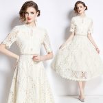 6947 ladies lace dress women's summer crochet embroidery design sense of daughter temperament skirt