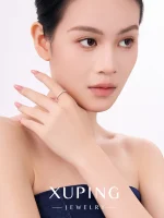 Xuping gypsophila row ring simple ins style fashion light luxury high-end temperament luxury index finger ring ring - Image 2