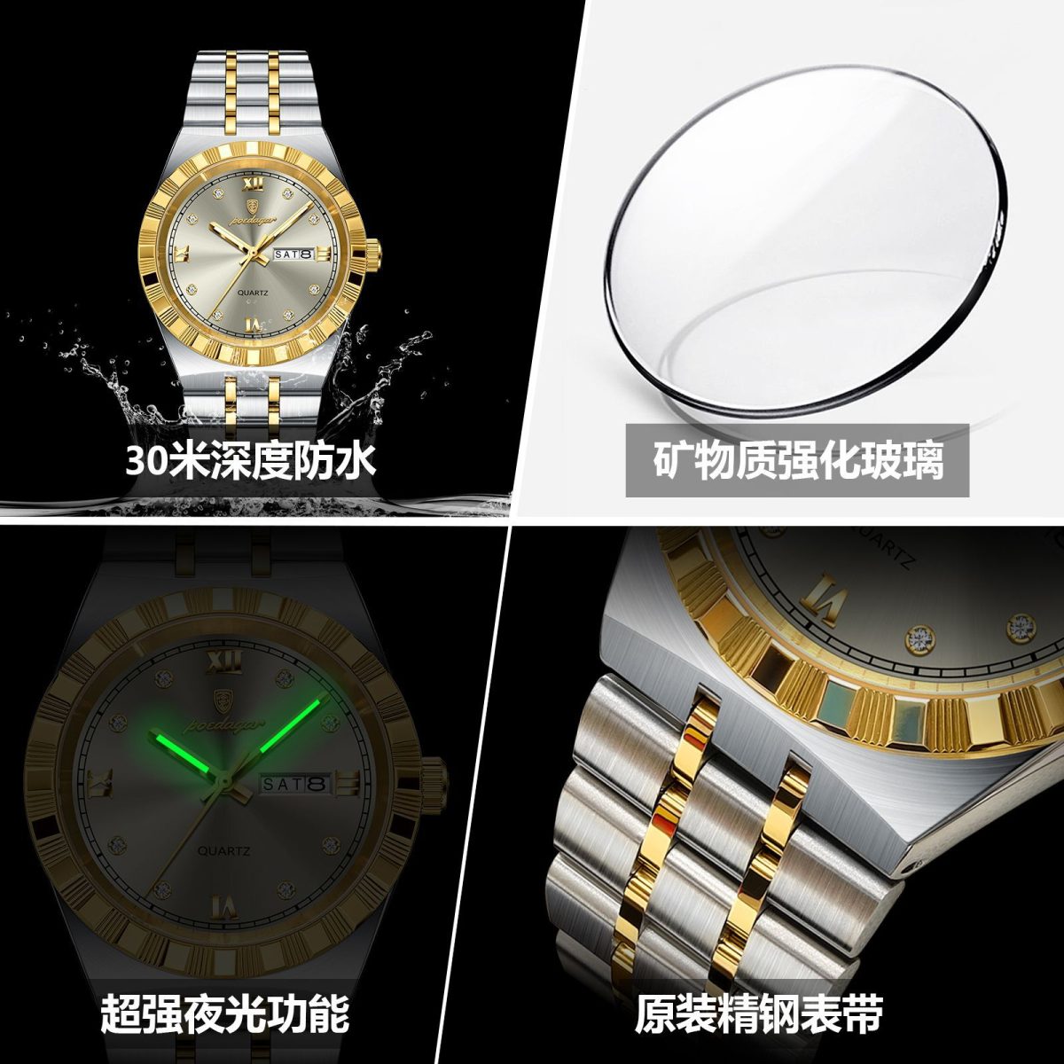 Swiss brand new men's watch double date ultra-thin quartz watch live foreign trade explosive one piece dropship - Image 2