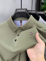 Cross-border exclusively for the 2026 summer embroidered men's T-shirt short-sleeved polo shirt high-end heavy top for young men and middle-aged people - Image 5