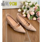 Petite 9CM Inner Height Increase French Pointed Toe Nude Gentle Flats Women's Cross Belt Commuter Professional Fashion Shoes - Image 2