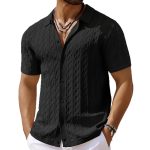 Foreign trade men's clothing European and American summer casual knitted shirts men's jacquard short-sleeved cardigans business polo shirts SY0084 - Image 5