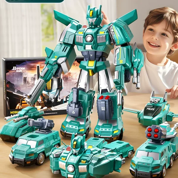 Versatile magnetic robot puzzle engineering military car development intelligence brain transformation children's puzzle 6 toy boy 3
