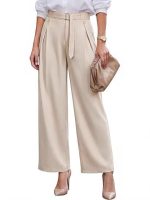 Amazon women's high-waisted wide-leg pants, business casual Palazzo pants, buttoned loose casual pants long pants