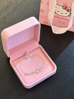Birthday gift Kitty cat bracelet women's young niche light luxury Japanese and Korean student silver bracelet for girlfriend - Image 3