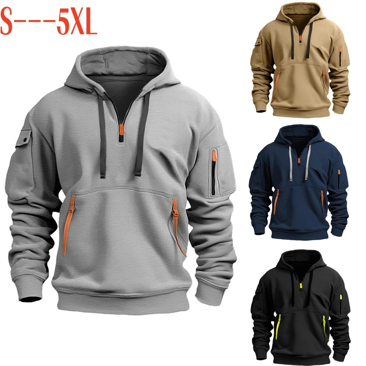 Qianshan County cross-border men's sweatshirt hoodie multi-pocket spring and autumn men's sweatshirt men's athleisure men's sweatshirt - Image 1