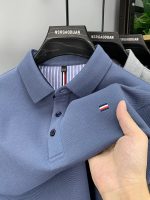 Cross-border exclusively for the 2026 summer embroidered men's T-shirt short-sleeved polo shirt high-end heavy top for young men and middle-aged people
