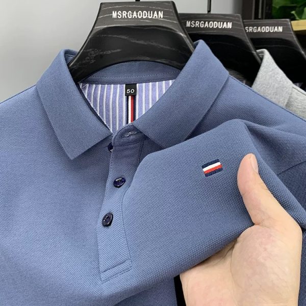 Cross-border exclusively for the 2026 summer embroidered men's T-shirt short-sleeved polo shirt high-end heavy top for young men and middle-aged people