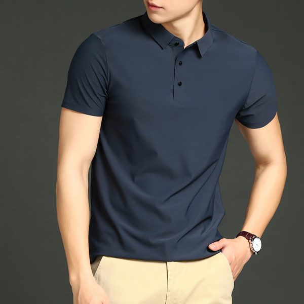 Large size high-end seamless ice silk polo shirt men's multi-color 2026 summer trendy brand lapel polo business short sleeve men